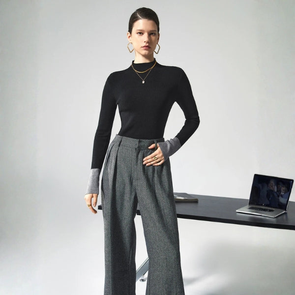 The Vienna Two-Tone Knit Turtleneck