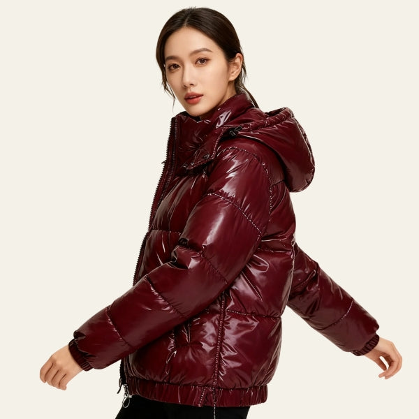 The Oslo Gloss-Finish Hooded Puffer Jacket