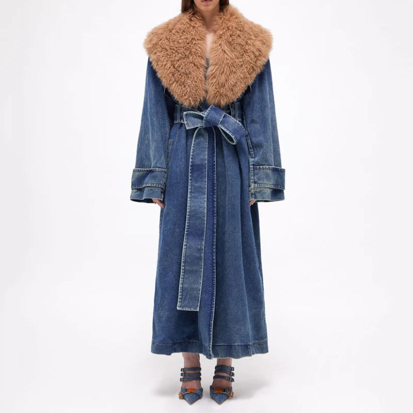 The Aspen Denim Shearling Coat