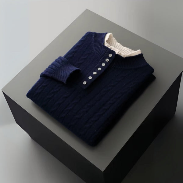 The Chamonix Merino Wool Button Mock Neck