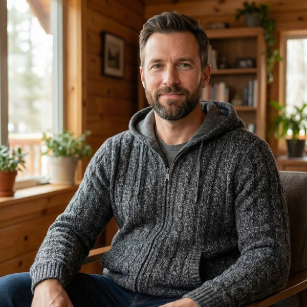 The Alpine Merino Wool Hooded Zip Cardigan