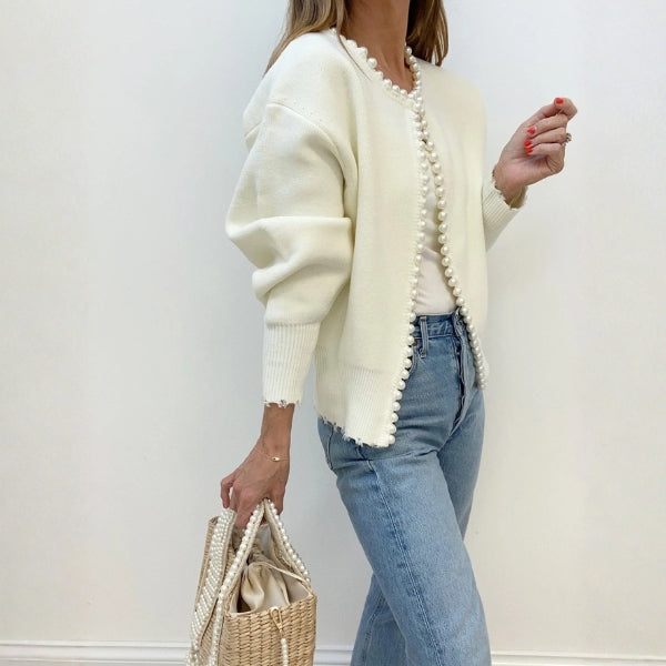 The Monaco Pearl-Trim Knit Cardigan