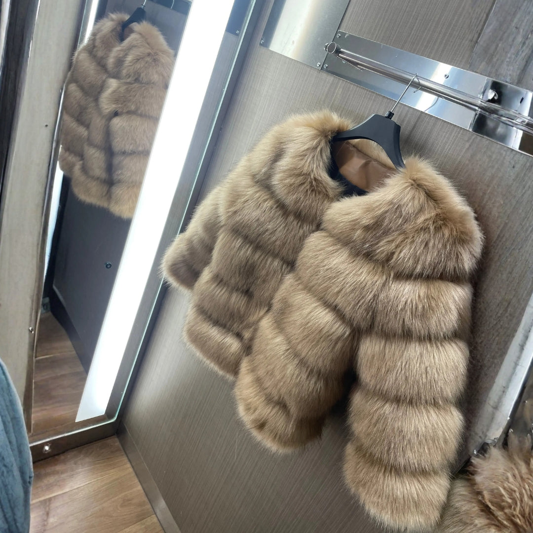 The Vienna Plush-Fur Cropped Jacket