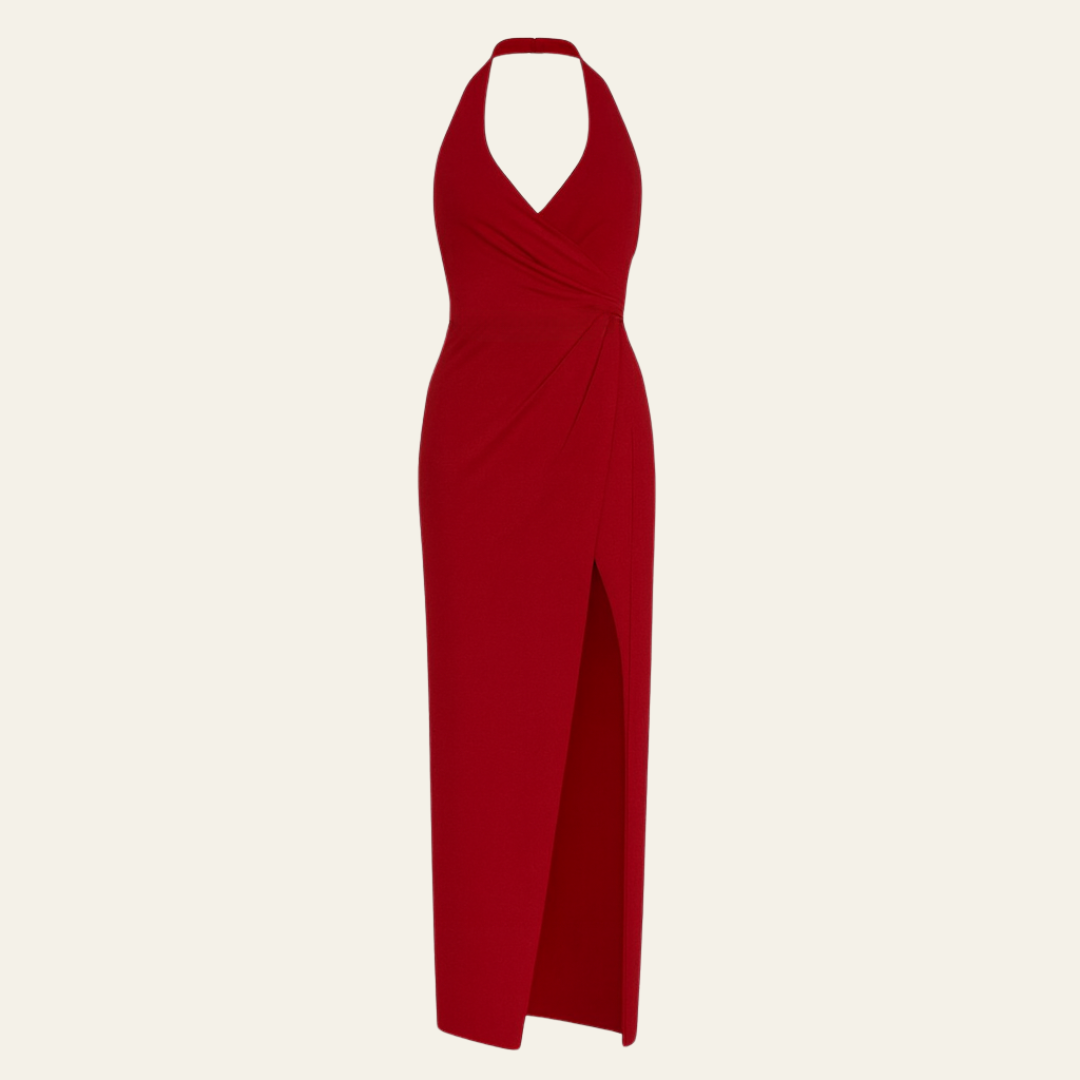 The Valencia Draped Halter Maxi Dress