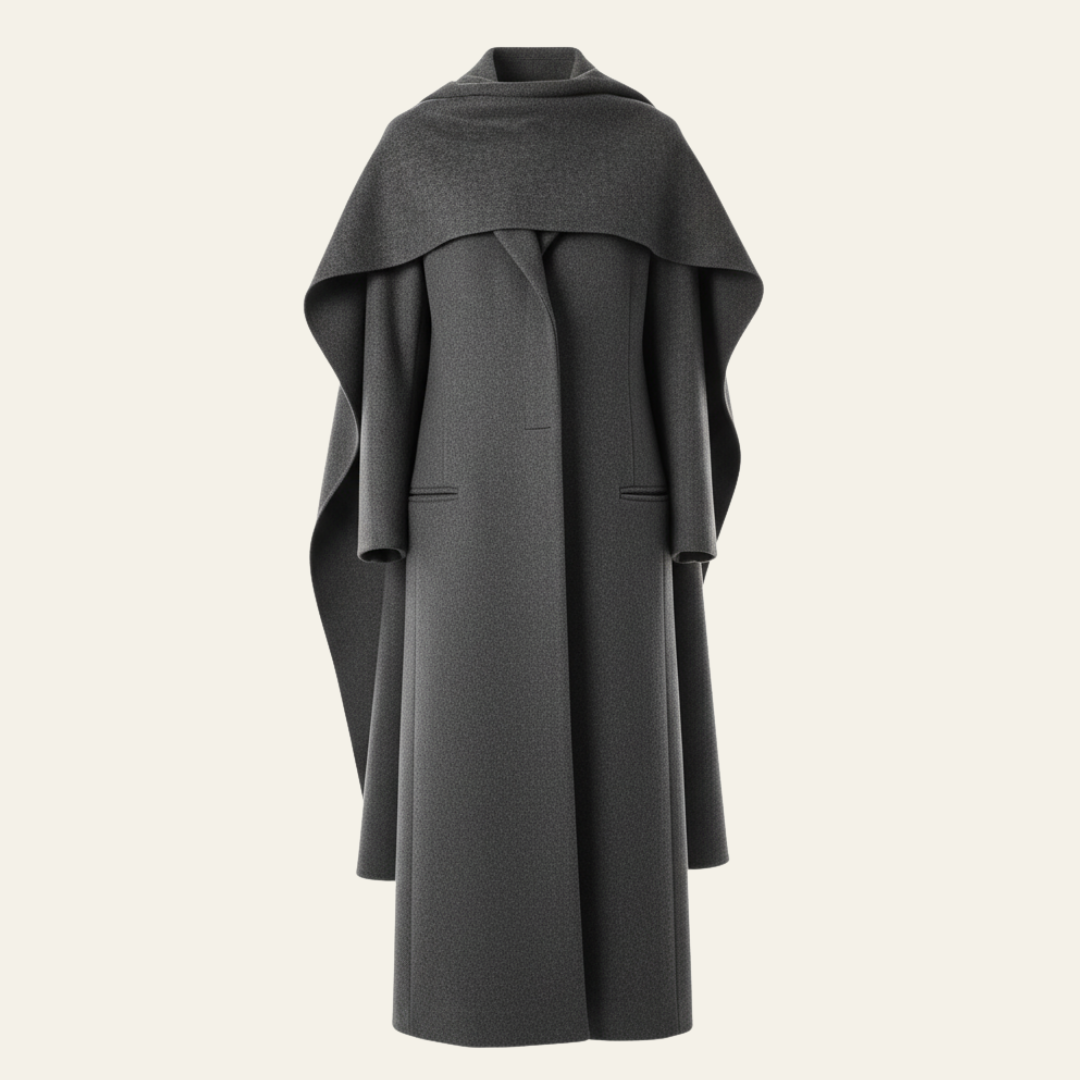 The Vienna Wool Cape Coat with Scarf