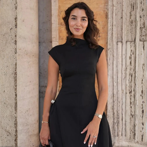 The Isadora Structured High-Neck Maxi Dress