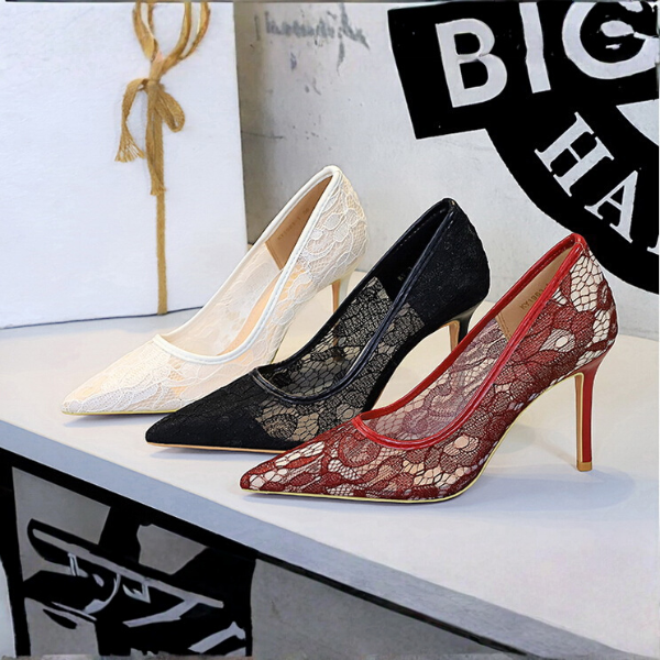 The Sienne Lace Pointed-Toe Stiletto Heels