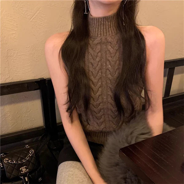 The Renée Cable Knit Sleeveless Turtleneck