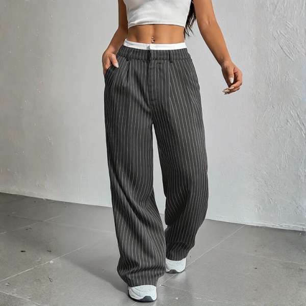 The Calla Pinstripe High-Waist Trousers