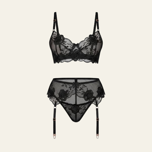 The Celina Floral Embroidered Lingerie Set