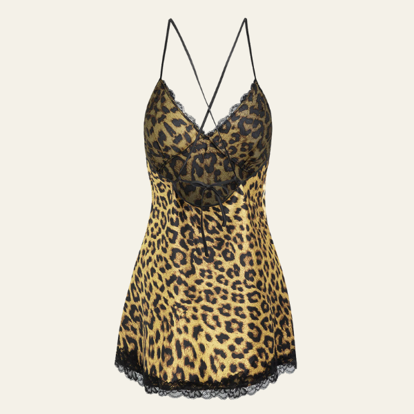 The Seraphine Lace-Trim Leopard Slip Dress
