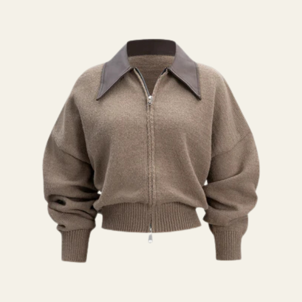 The Sienna Contrast Collar Zip Cardigan