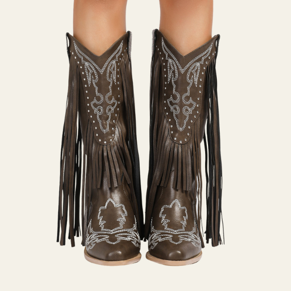 The Dakota Fringe Western Knee Boots