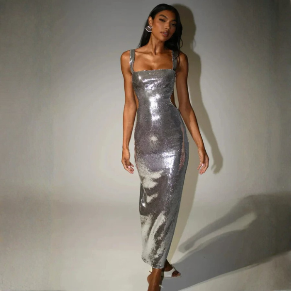 The Elara Sequin Radiance Maxi Dress
