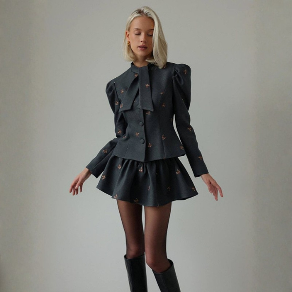 The Vienna Puff-Shoulder Tailored Jacket