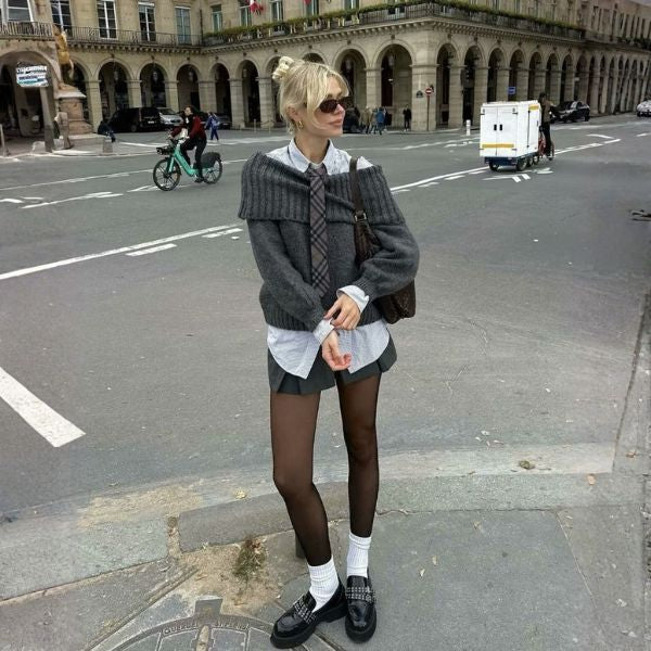 The Lirenne Off-Shoulder Knit Sweater