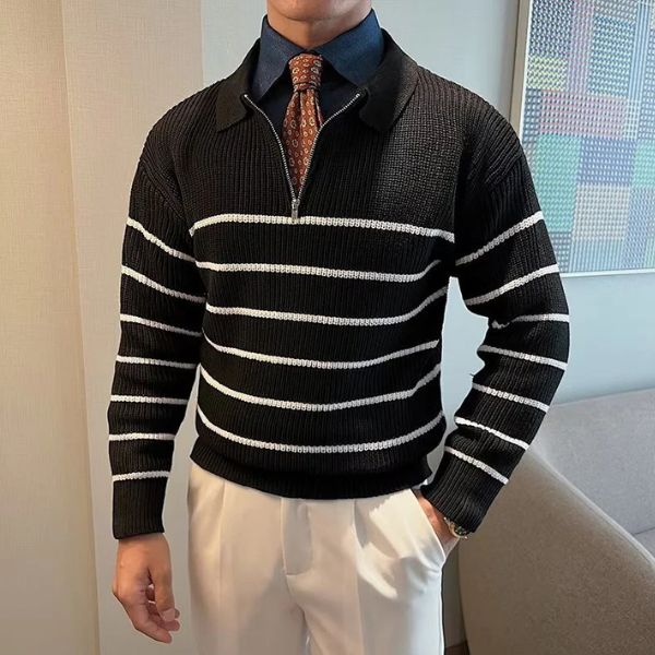 The Arven Striped Half-Zip Knit Sweater