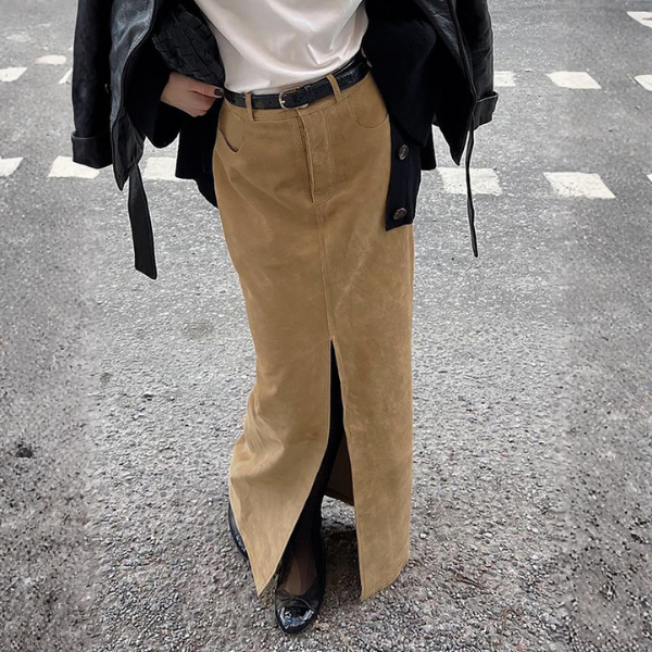 The Marlowe Textured High-Waist Maxi Skirt