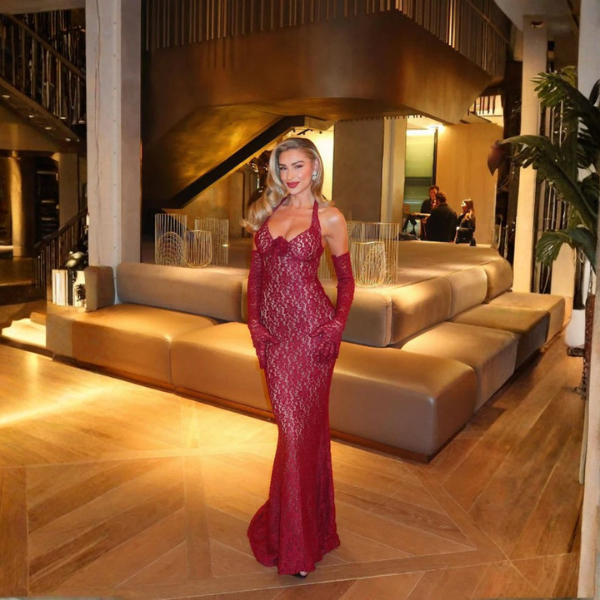 The Marisse Lace Halter Evening Gown