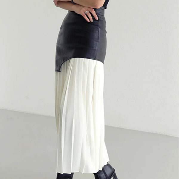 The Elise Contrast Pleated Maxi Skirt