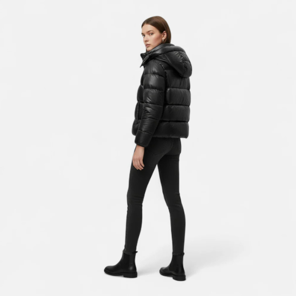 The Vienna Gloss-Finish Hooded Puffer Jacket