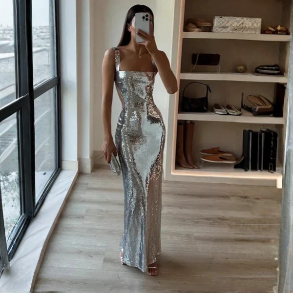 The Elara Sequin Radiance Maxi Dress