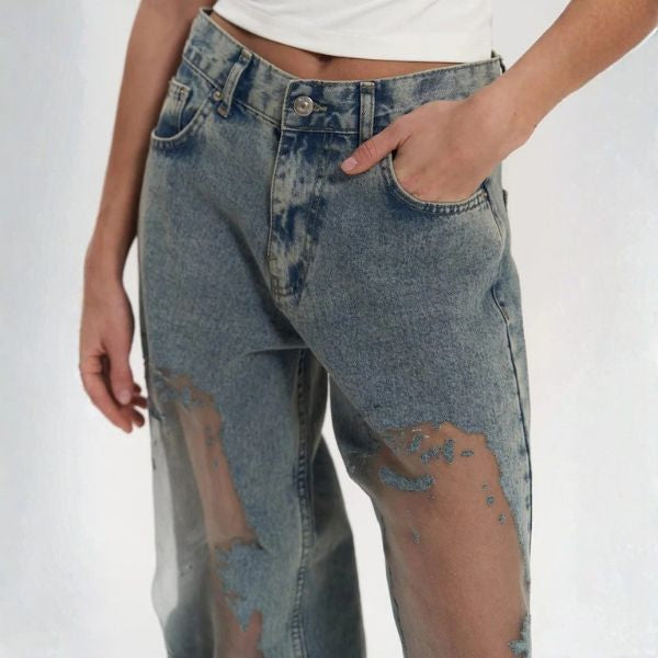 The Milan Mesh-Panel High-Waist Jeans