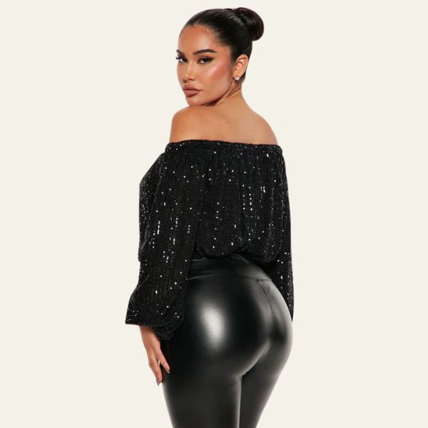 The Celviera Sequin Off-Shoulder Blouse