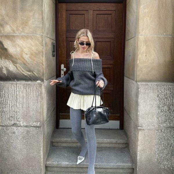 The Lirenne Off-Shoulder Knit Sweater