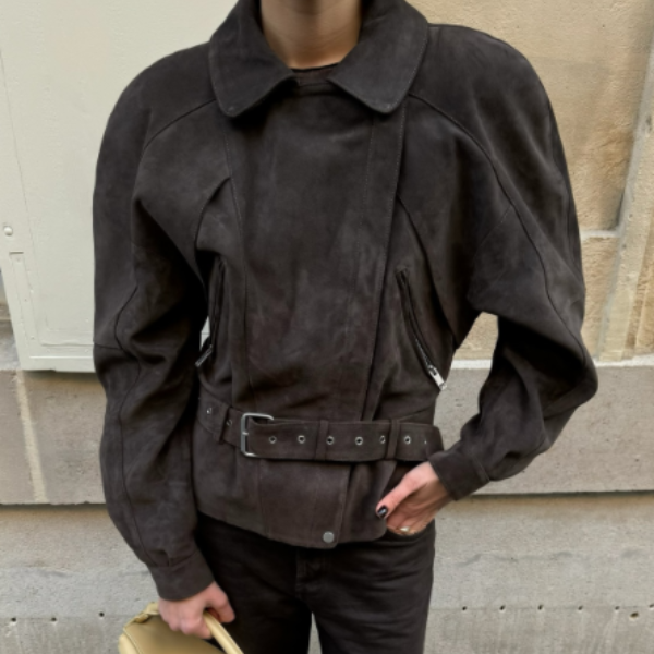 The Marisse Belted Retro Moto Jacket