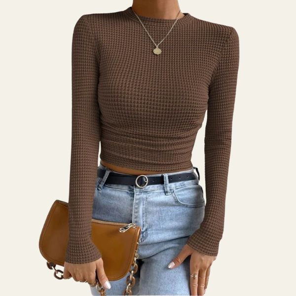 The Delancey Textured Long-Sleeve Fitted Top