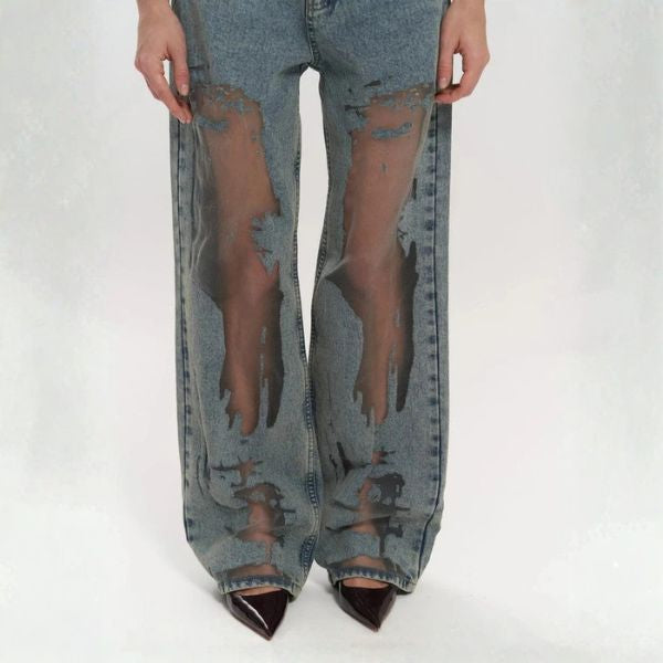 The Milan Mesh-Panel High-Waist Jeans