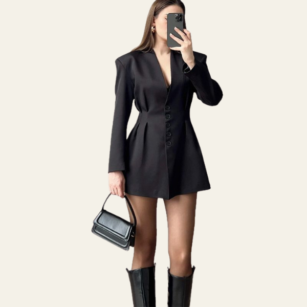 The Noelle Structured Button Blazer Dress