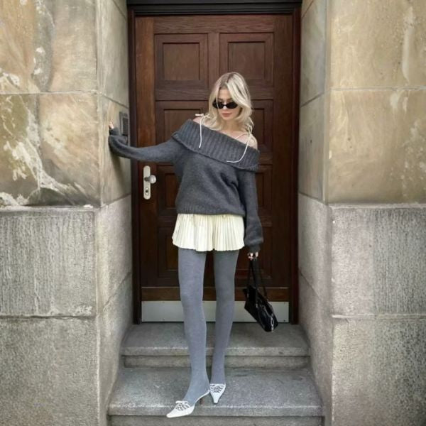 The Lirenne Off-Shoulder Knit Sweater