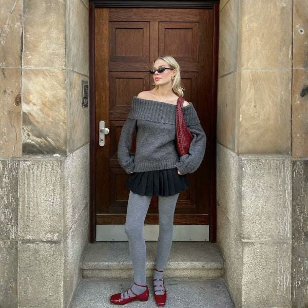 The Lirenne Off-Shoulder Knit Sweater