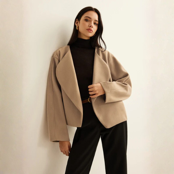 The Amara Draped Open-Front Coat