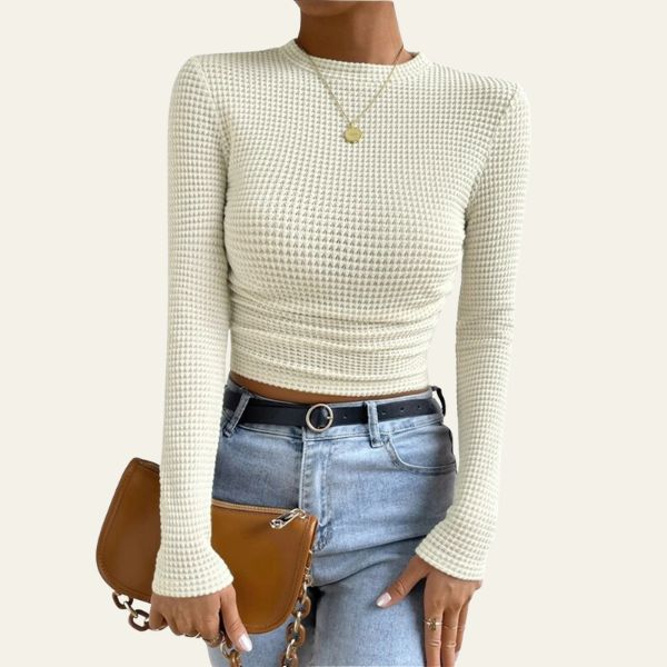 The Delancey Textured Long-Sleeve Fitted Top