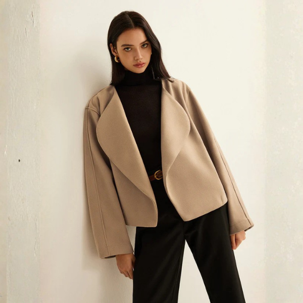 The Amara Draped Open-Front Coat