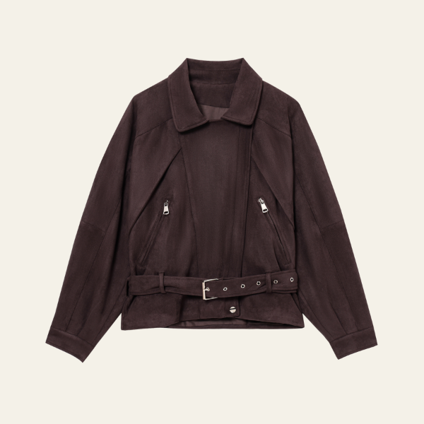 The Marisse Belted Retro Moto Jacket