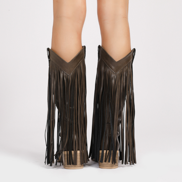 The Dakota Fringe Western Knee Boots