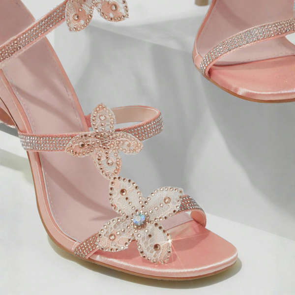The Aurelle Rhinestone Floral Wrap Stiletto Heels