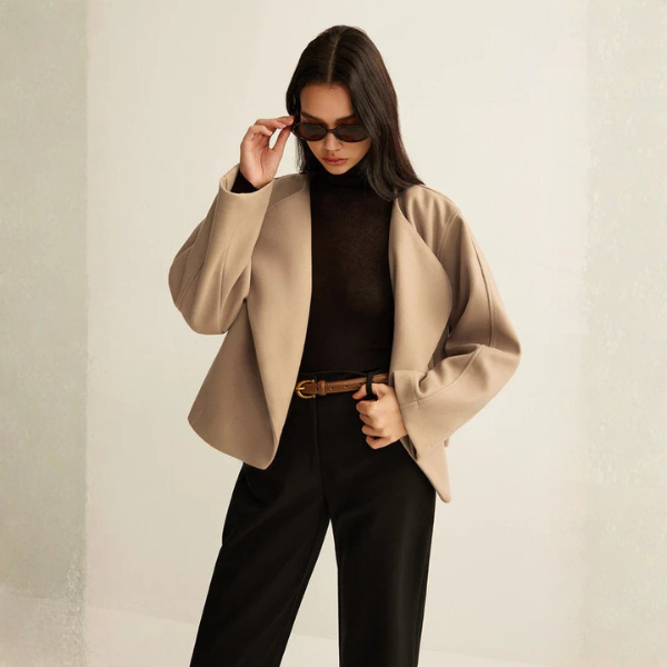 The Amara Draped Open-Front Coat