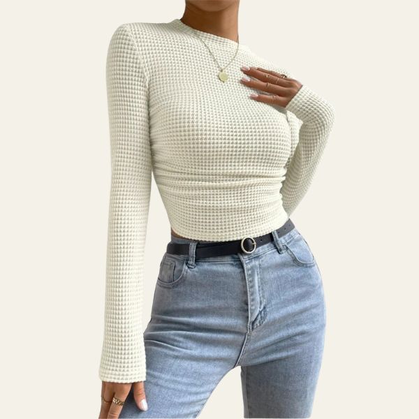 The Delancey Textured Long-Sleeve Fitted Top