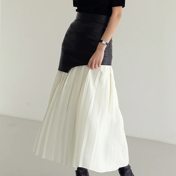 The Elise Contrast Pleated Maxi Skirt