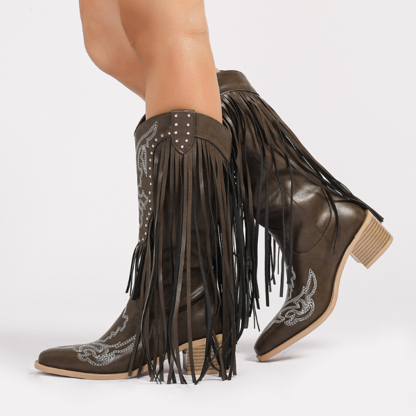 The Dakota Fringe Western Knee Boots