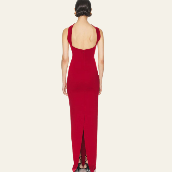 The Amara Strapless Scarlet Maxi Dress