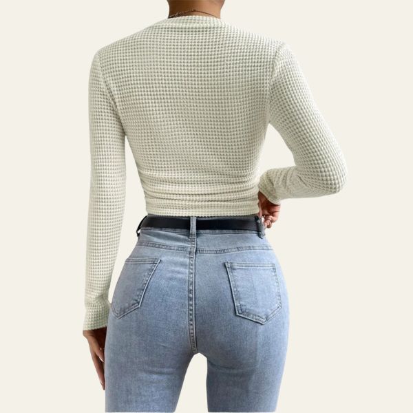 The Delancey Textured Long-Sleeve Fitted Top