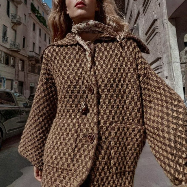 The Milan Textured Button-Up Knit Coat