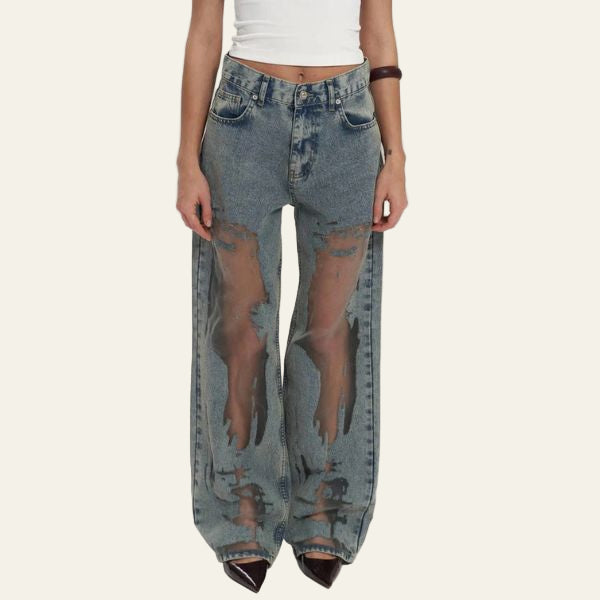 The Milan Mesh-Panel High-Waist Jeans