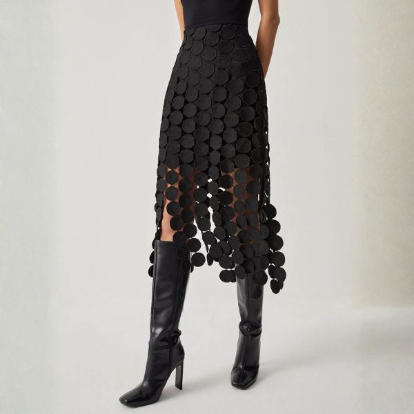 The Vienna Laser-Cut Circle Midi Skirt